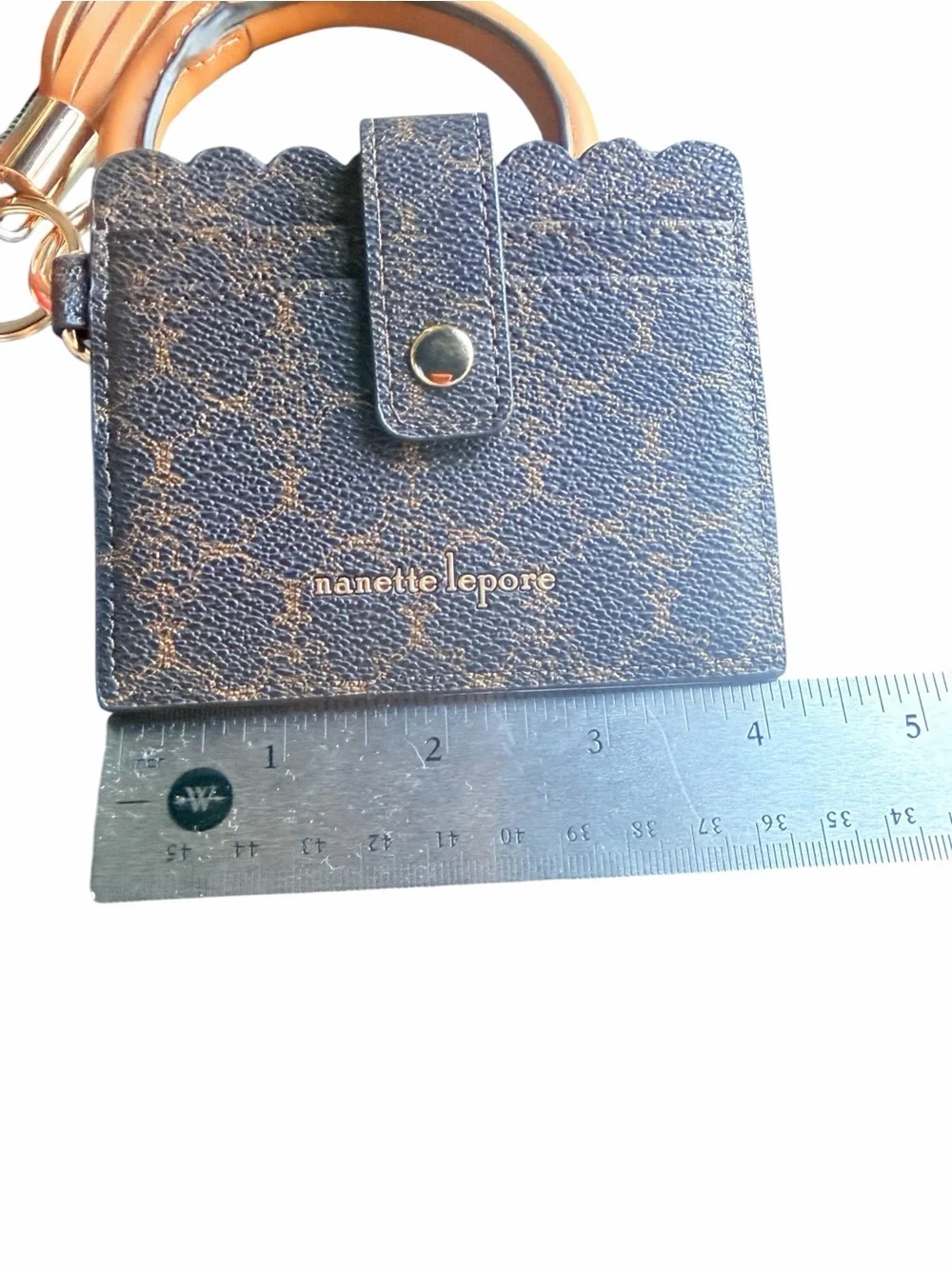 Nanette Lepore Alli Logo Card Holder Wallet Wristlet Bangle Brown NWT